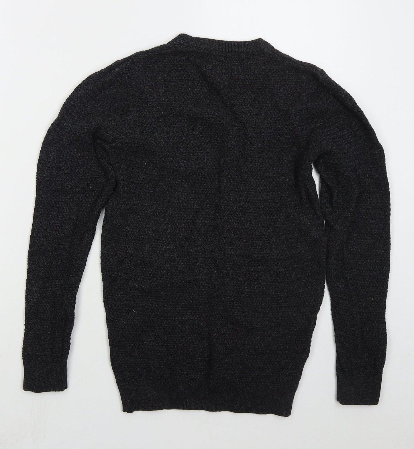 Easy Mens Grey Crew Neck  Cotton Pullover Jumper Size M