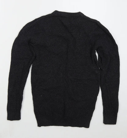 Easy Mens Grey Crew Neck  Cotton Pullover Jumper Size M