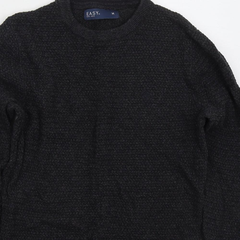 Easy Mens Grey Crew Neck  Cotton Pullover Jumper Size M