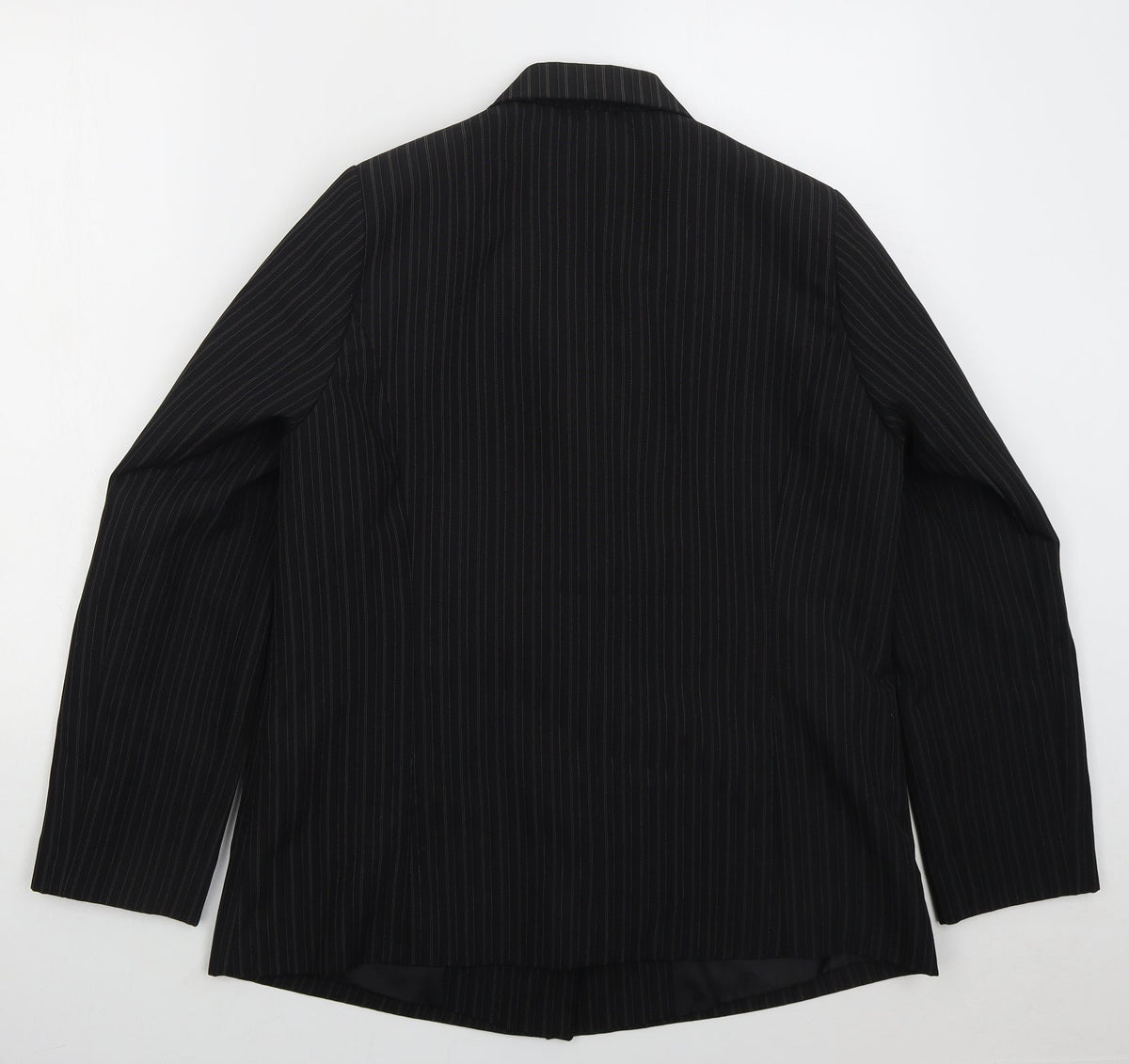 Glamorosa Womens Black Striped Polyester Jacket Suit Jacket Size 16