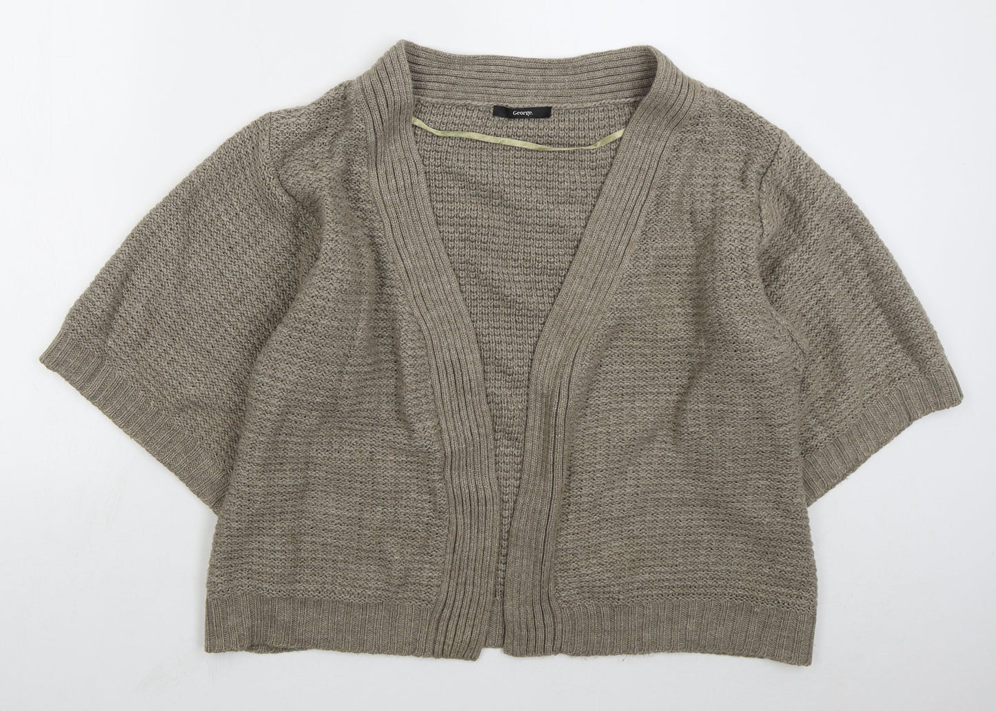 George Womens Brown V-Neck  Acrylic Cardigan Jumper Size 12