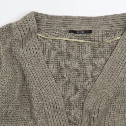 George Womens Brown V-Neck  Acrylic Cardigan Jumper Size 12