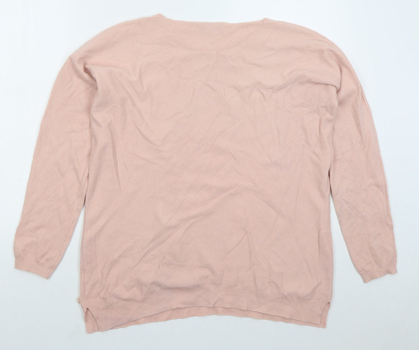 Lazy Girl Womens Pink V-Neck  Viscose Pullover Jumper Size S