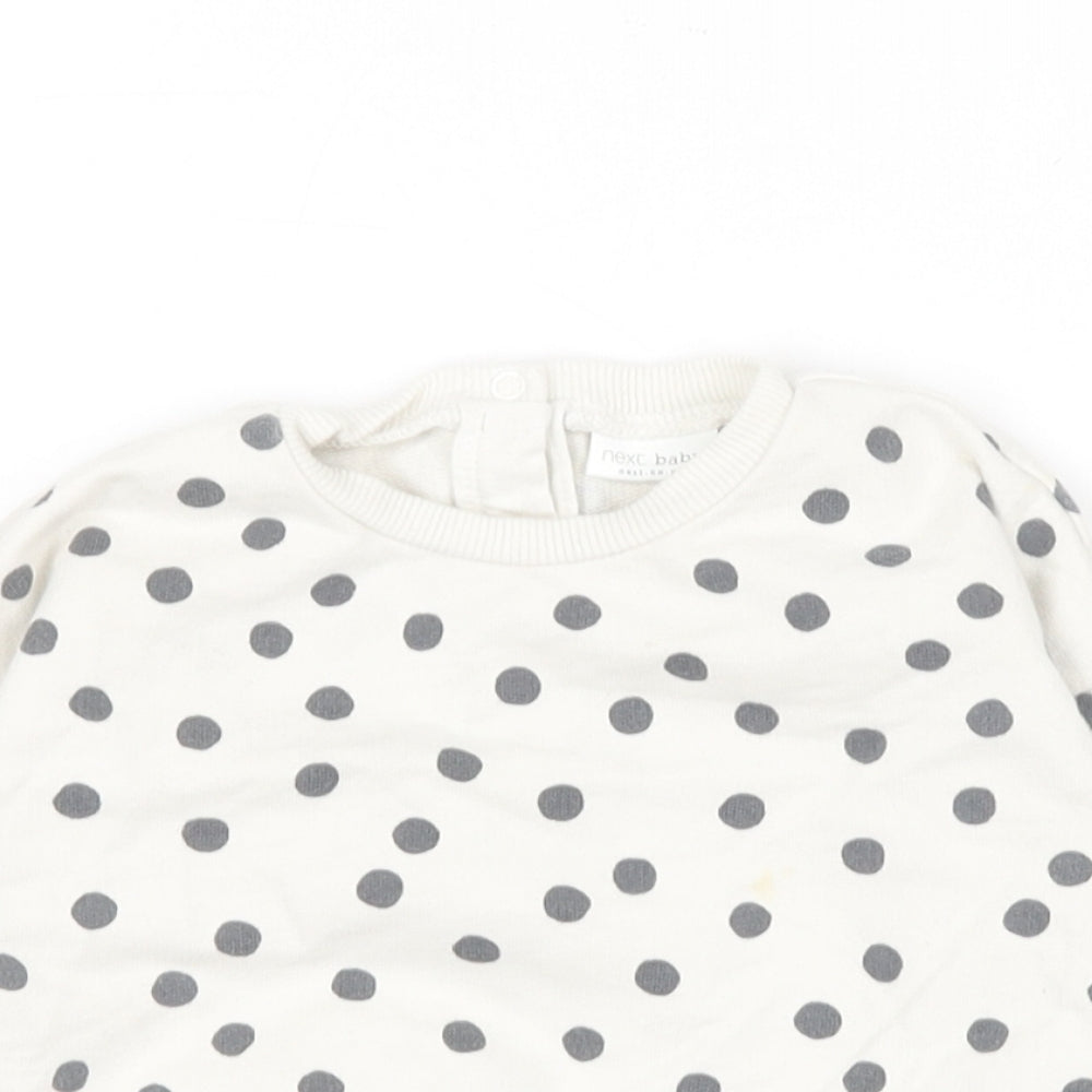 NEXT Baby White Polka Dot Cotton Pullover Jumper Size 0-3 Months