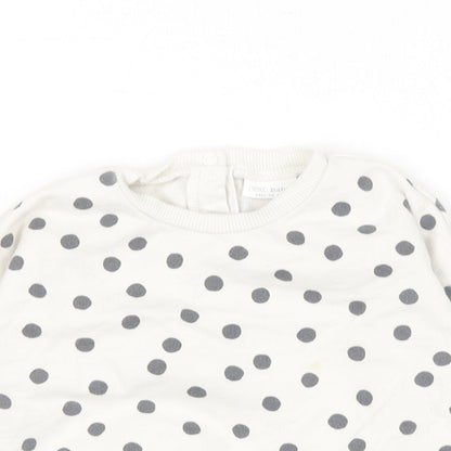 NEXT Baby White Polka Dot Cotton Pullover Jumper Size 0-3 Months