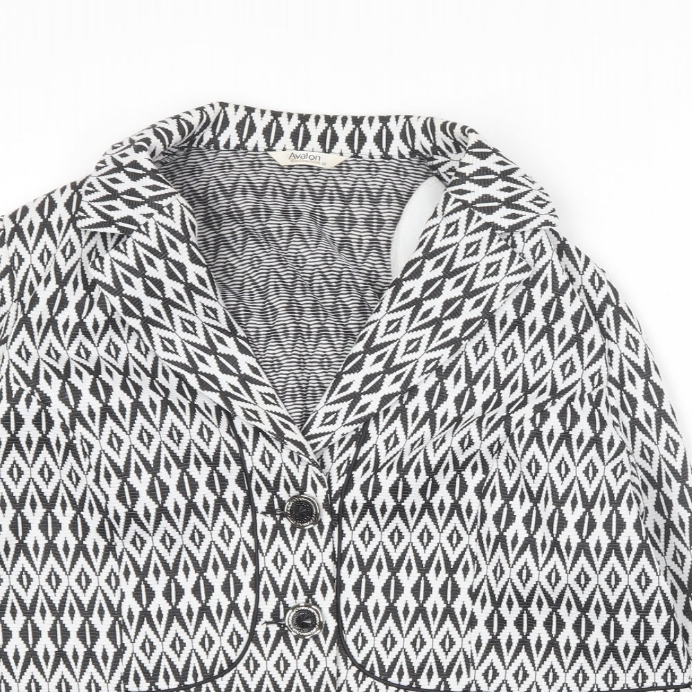 Avalon Womens Black Geometric  Jacket Blazer Size 12
