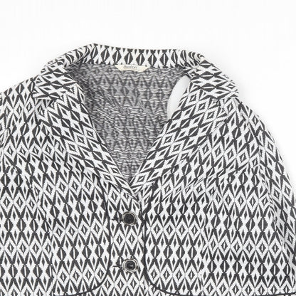 Avalon Womens Black Geometric  Jacket Blazer Size 12