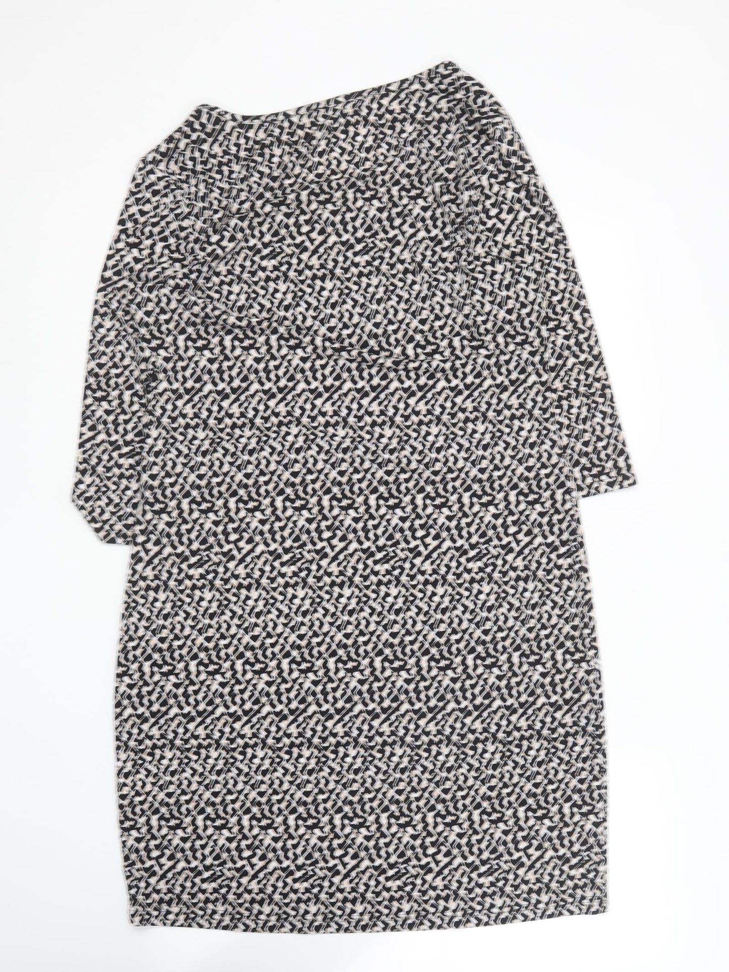 Preworn Womens Multicoloured Geometric Polyester Shift  Size 14  Round Neck
