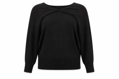 Bonprix Womens Black Round Neck Viscose Pullover Jumper Size XL
