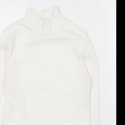 Boohoo Womens White  Polyester Cropped T-Shirt Size 10 Roll Neck