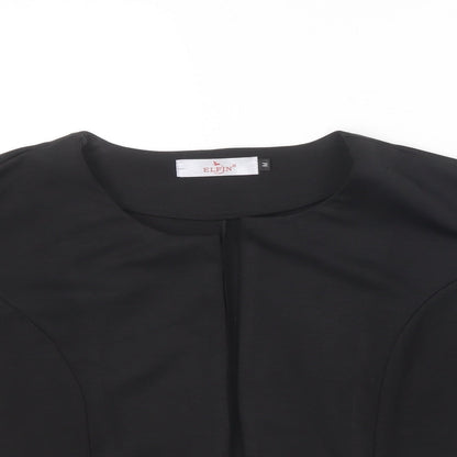 Elfin Womens Black V-Neck  Cotton Cardigan Jumper Size M