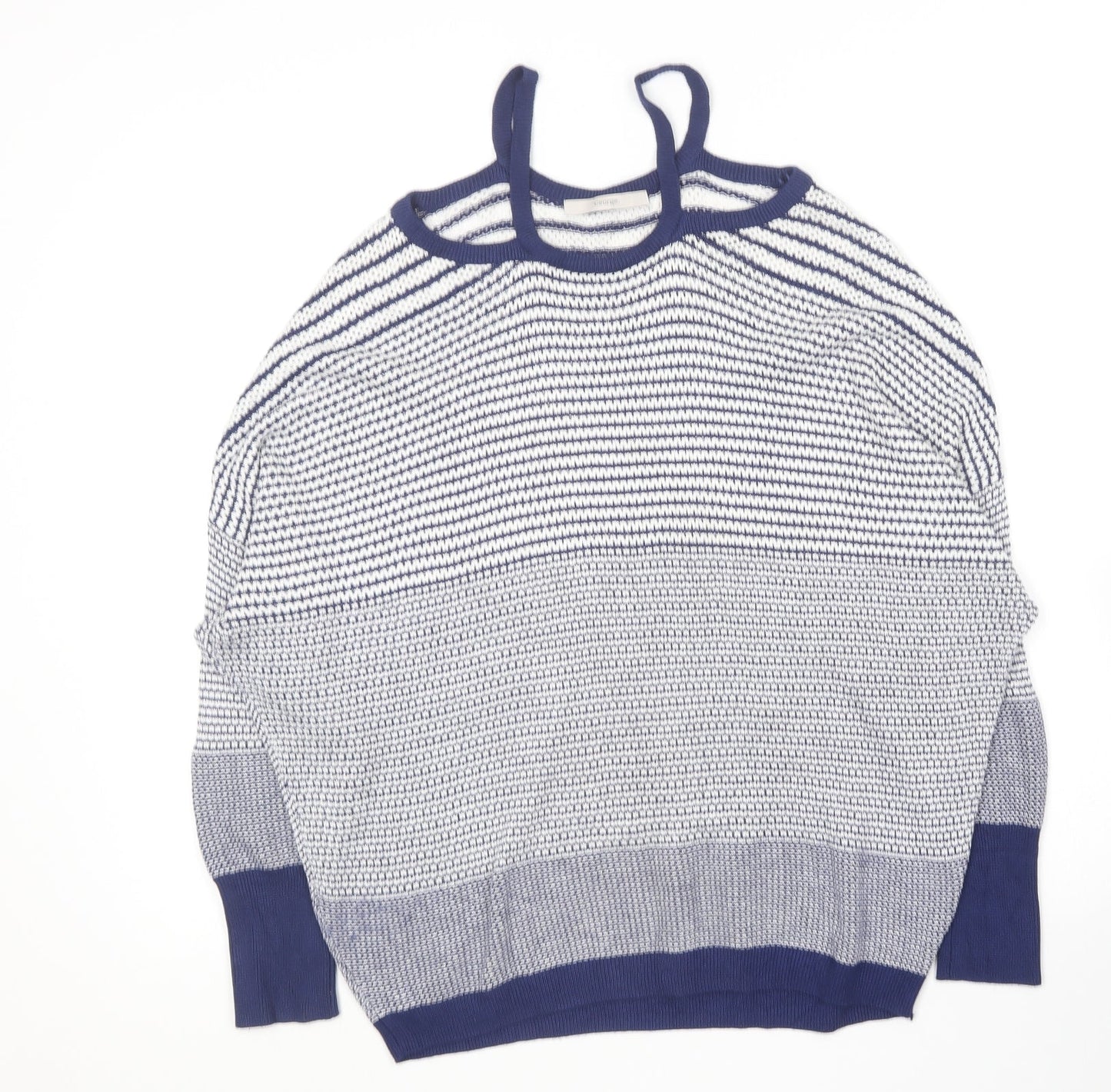 George Womens Blue Round Neck Geometric Viscose Pullover Jumper Size 12