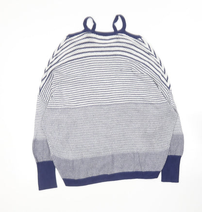 George Womens Blue Round Neck Geometric Viscose Pullover Jumper Size 12