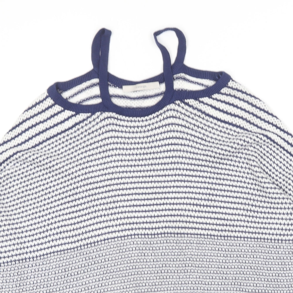 George Womens Blue Round Neck Geometric Viscose Pullover Jumper Size 12