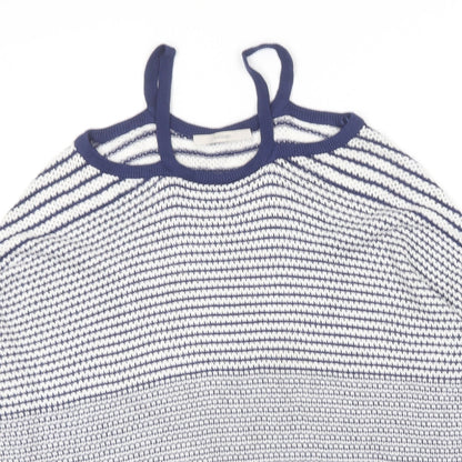 George Womens Blue Round Neck Geometric Viscose Pullover Jumper Size 12