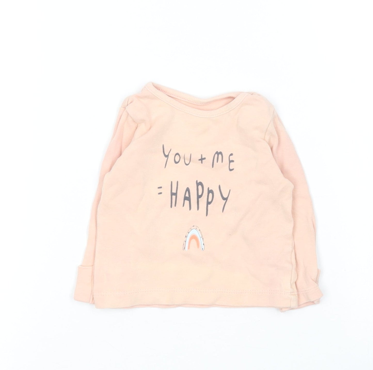 George Baby Orange  Cotton Basic T-Shirt Size 3-6 Months Round Neck