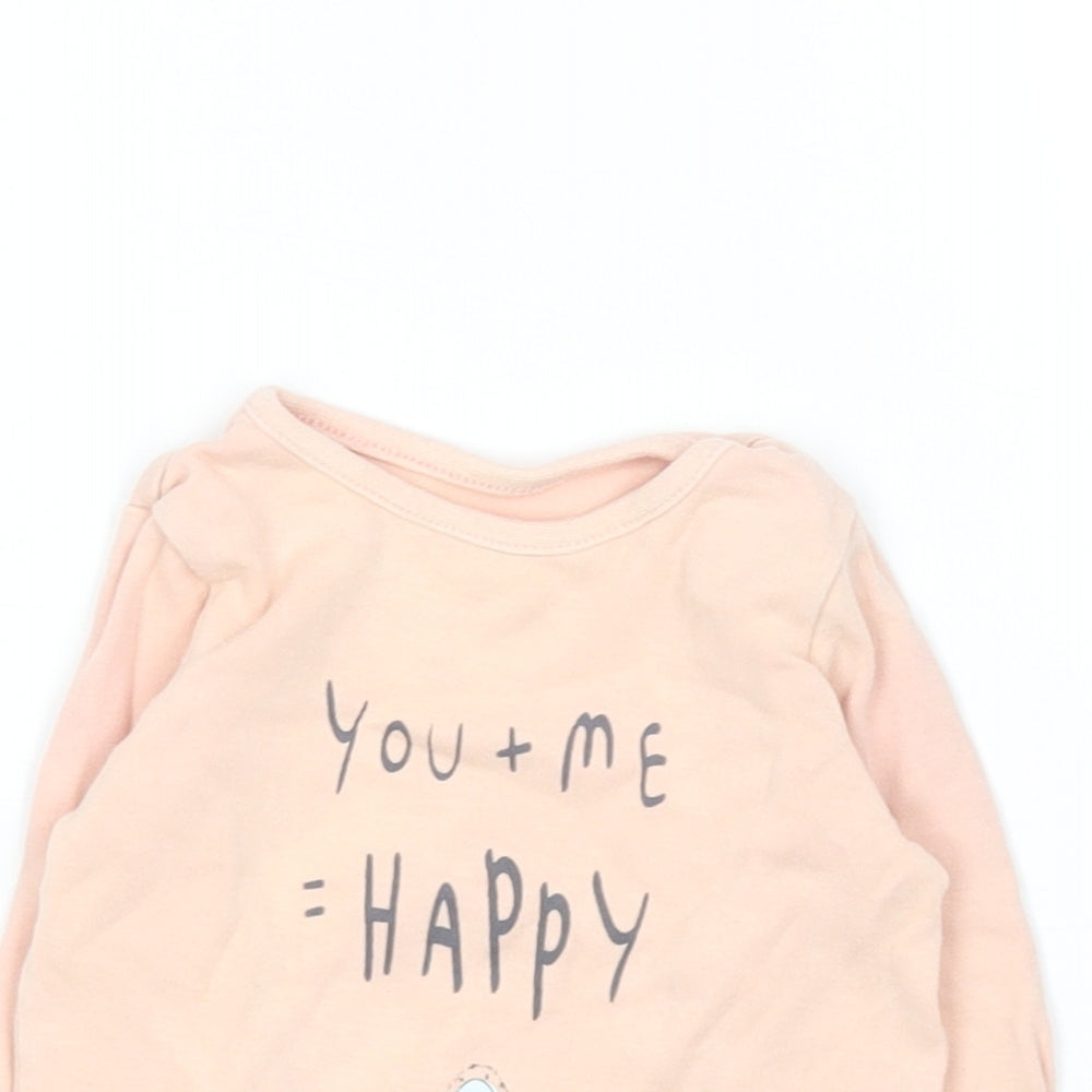 George Baby Orange  Cotton Basic T-Shirt Size 3-6 Months Round Neck