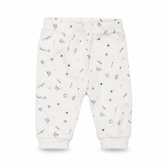 George Baby White Geometric Cotton Jogger Leggings Size 3-6 Months