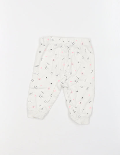 George Baby White Geometric Cotton Jogger Leggings Size 3-6 Months