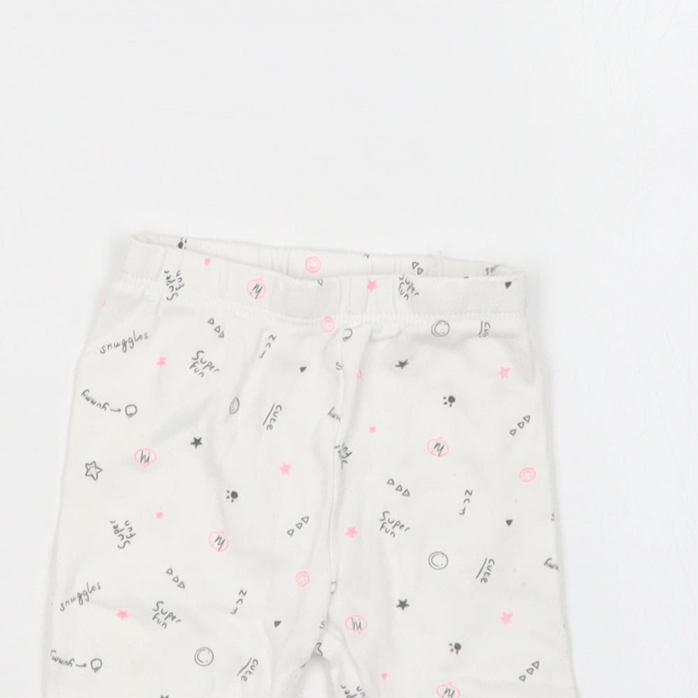 George Baby White Geometric Cotton Jogger Leggings Size 3-6 Months