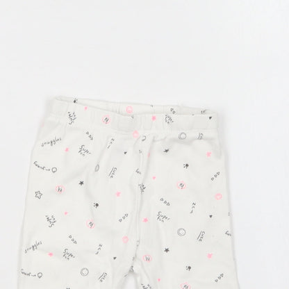 George Baby White Geometric Cotton Jogger Leggings Size 3-6 Months