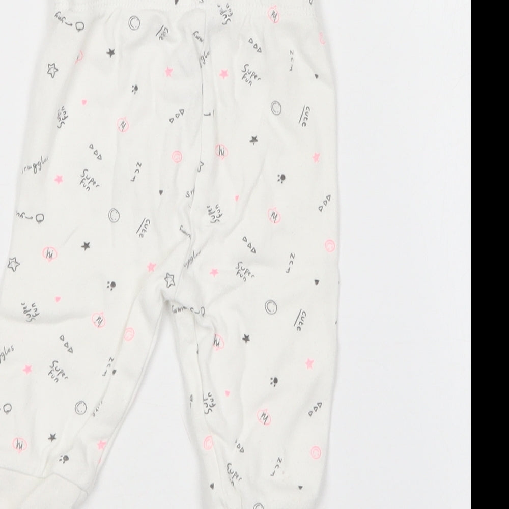 George Baby White Geometric Cotton Jogger Leggings Size 3-6 Months