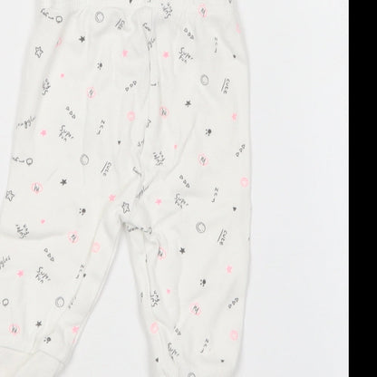 George Baby White Geometric Cotton Jogger Leggings Size 3-6 Months