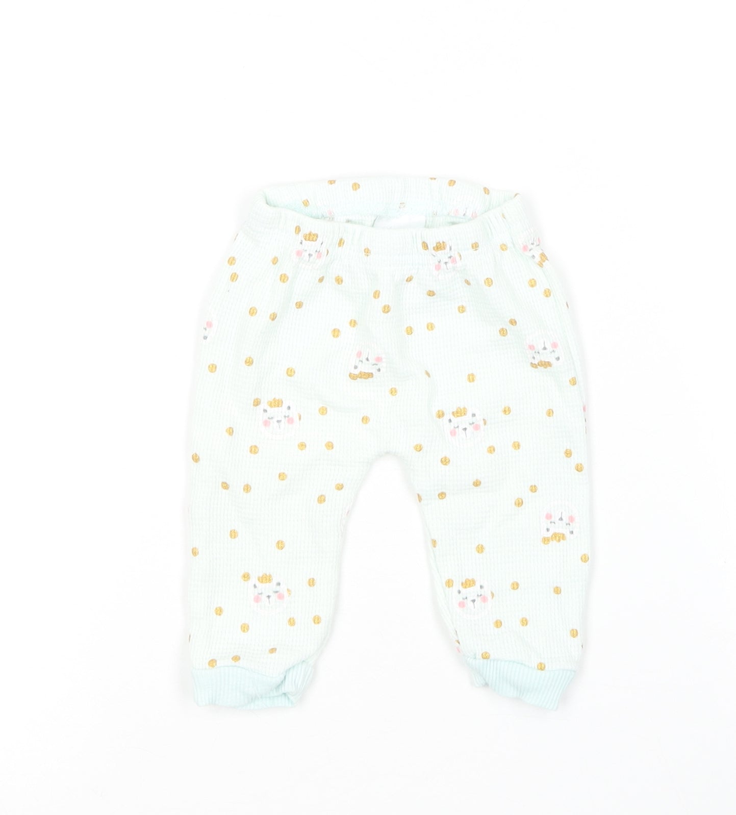 Sterling Girls Green Geometric Cotton Jogger Leggings Size 3-6 Months