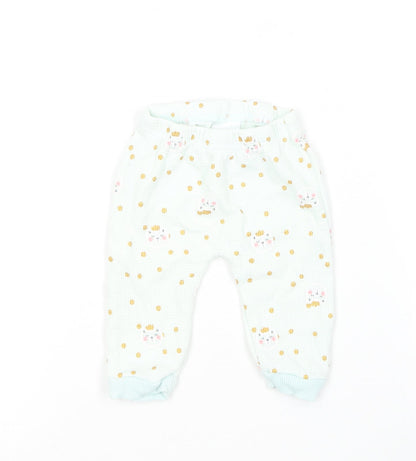 Sterling Girls Green Geometric Cotton Jogger Leggings Size 3-6 Months