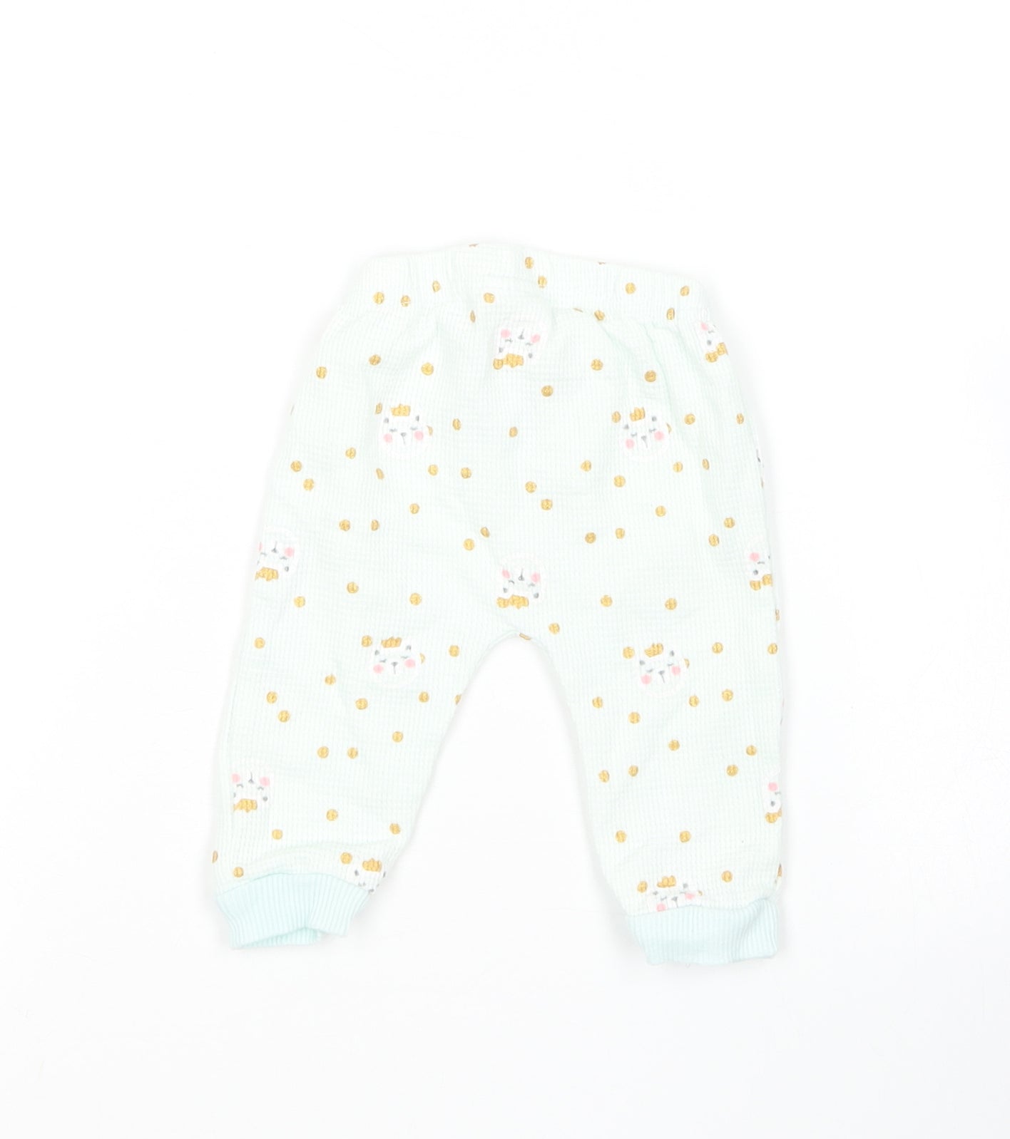 Sterling Girls Green Geometric Cotton Jogger Leggings Size 3-6 Months