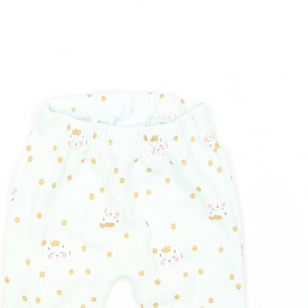 Sterling Girls Green Geometric Cotton Jogger Leggings Size 3-6 Months