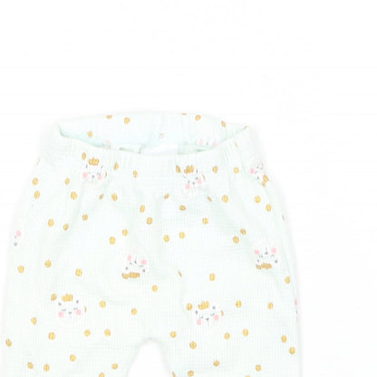 Sterling Girls Green Geometric Cotton Jogger Leggings Size 3-6 Months