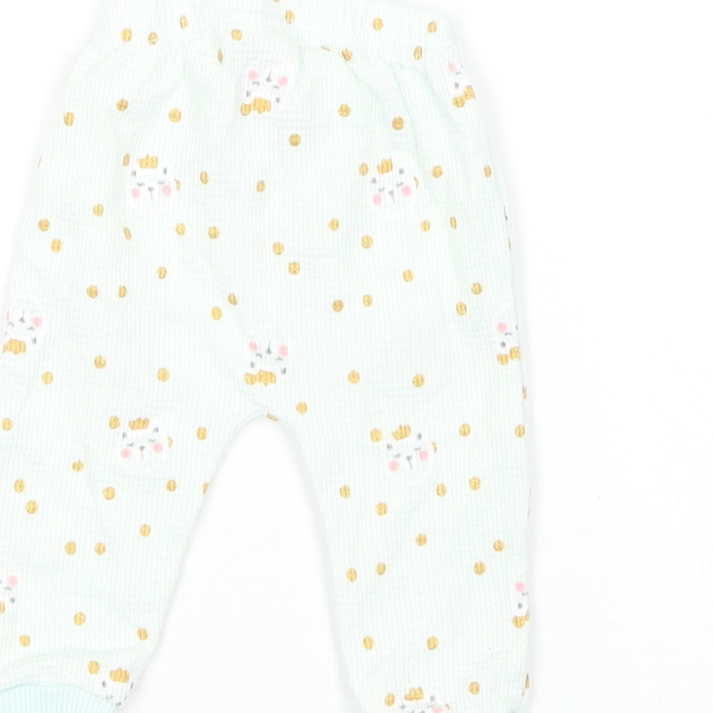 Sterling Girls Green Geometric Cotton Jogger Leggings Size 3-6 Months