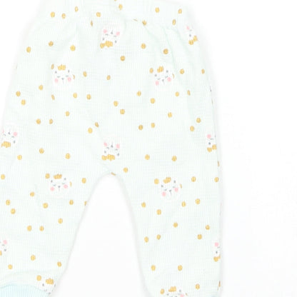 Sterling Girls Green Geometric Cotton Jogger Leggings Size 3-6 Months