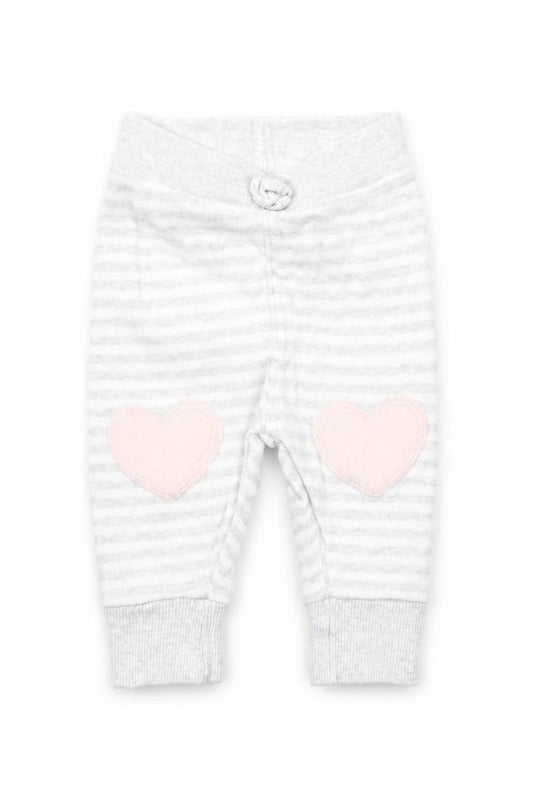 George Girls Grey Striped Cotton Jogger Leggings Size 0-3 Months