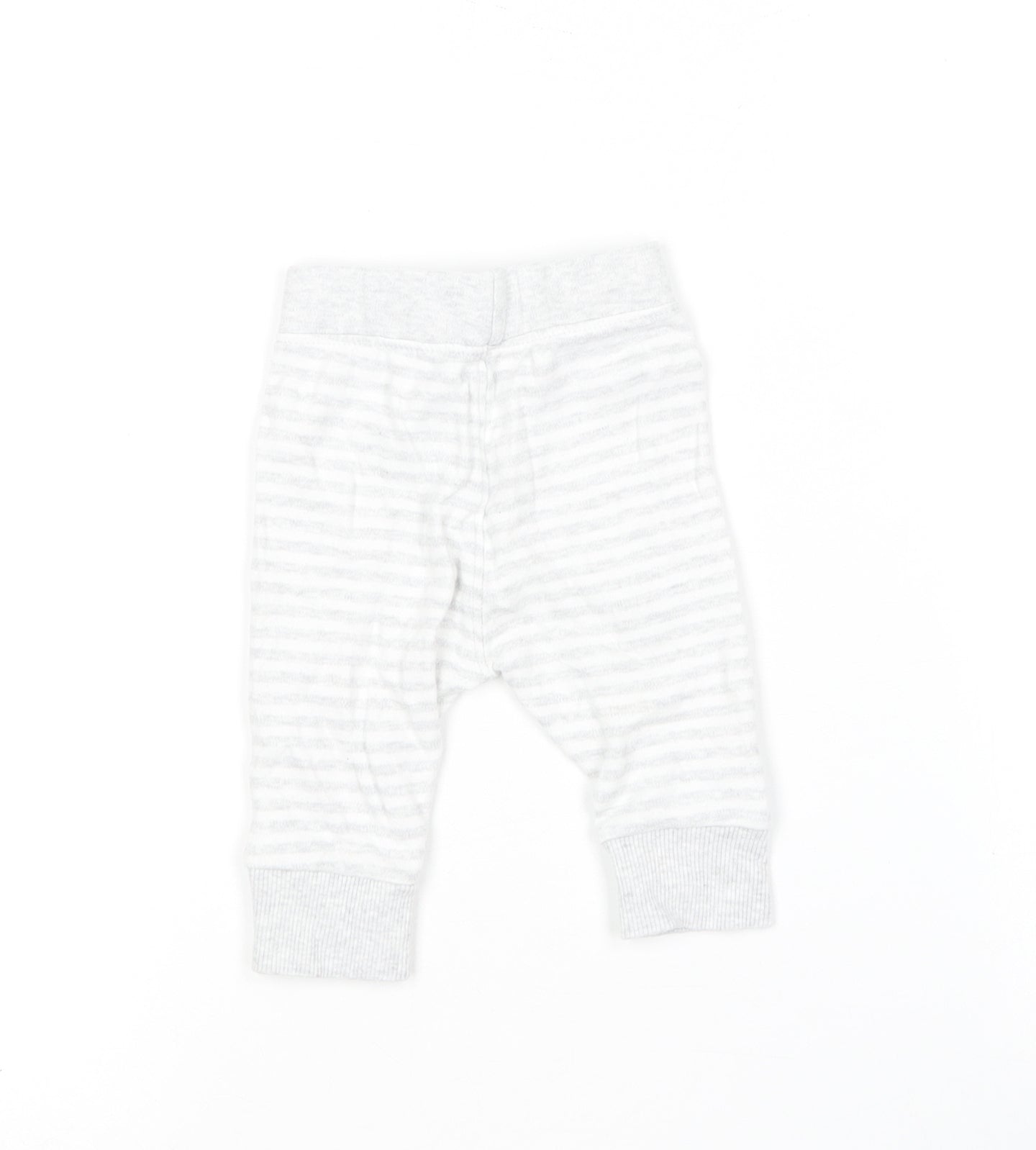 George Girls Grey Striped Cotton Jogger Leggings Size 0-3 Months