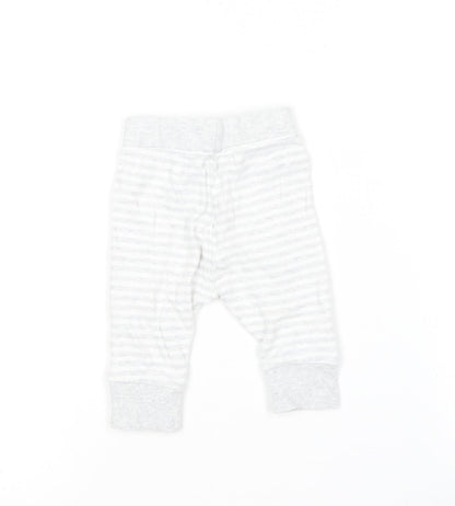 George Girls Grey Striped Cotton Jogger Leggings Size 0-3 Months
