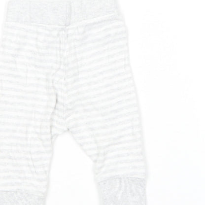 George Girls Grey Striped Cotton Jogger Leggings Size 0-3 Months