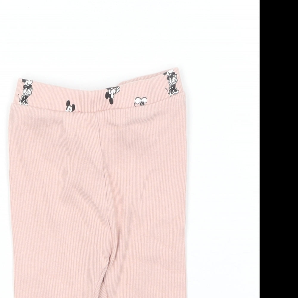 Zara Girls Pink  Cotton Jogger Leggings Size 3-6 Months   - Mickey Mouse