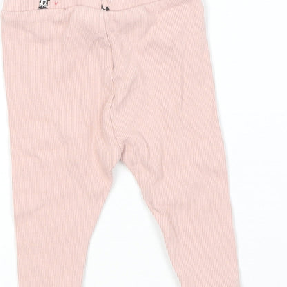 Zara Girls Pink  Cotton Jogger Leggings Size 3-6 Months   - Mickey Mouse