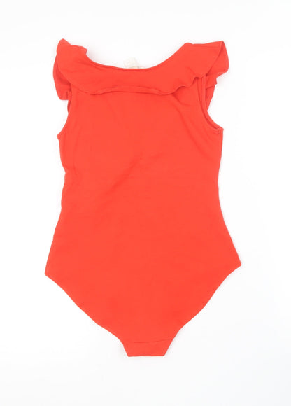 H&M Womens Red  Cotton Bodysuit One-Piece Size S