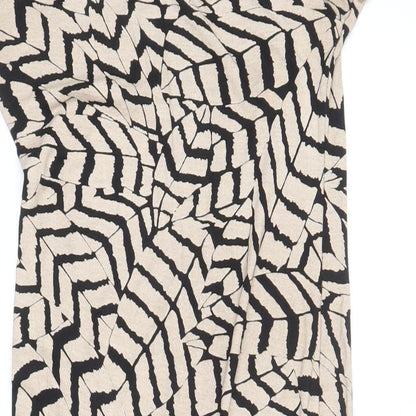 Ribbon Womens Beige  Viscose Bodycon  Size 8  Round Neck