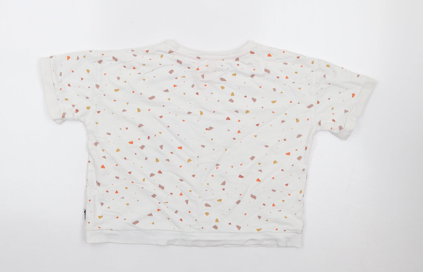 George Girls Ivory Geometric 100% Cotton Jersey T-Shirt Size 7-8 Years Crew Neck Pullover