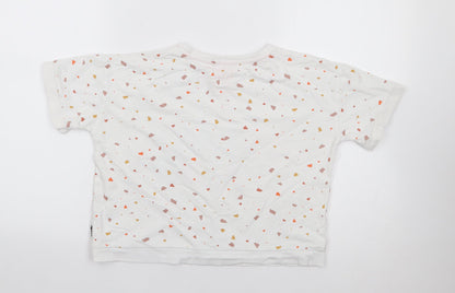 George Girls Ivory Geometric 100% Cotton Jersey T-Shirt Size 7-8 Years Crew Neck Pullover