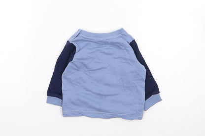 Peacocks Boys Blue Colourblock Cotton Pullover Jumper Size 3-6 Months  Pullover - Boss