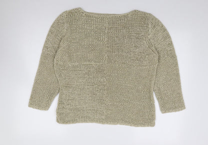 Laura Martin Collection Womens Green Round Neck  Acrylic Pullover Jumper Size M