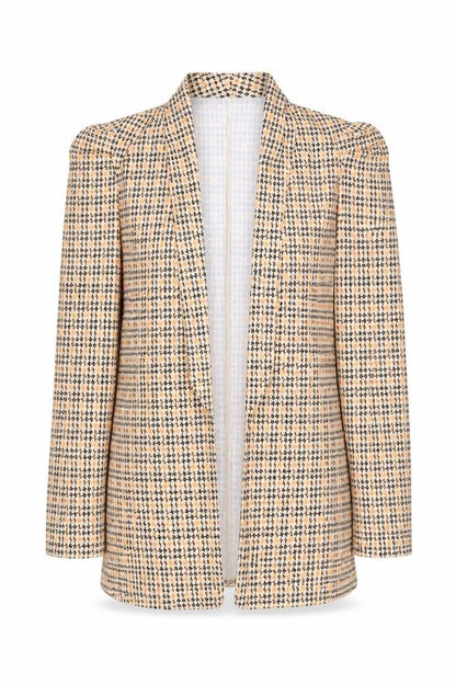 Chicme Womens Yellow Geometric  Jacket Blazer Size S