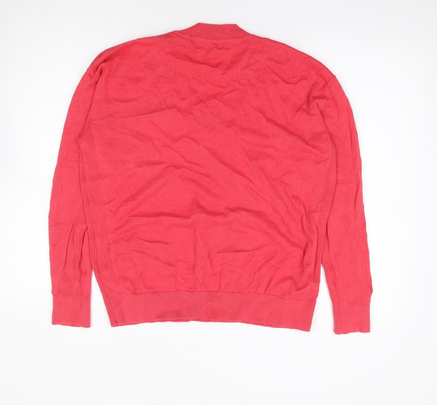 Mrks and Spencer Womens Red V-Neck  Cotton Pullover Jumper Size M