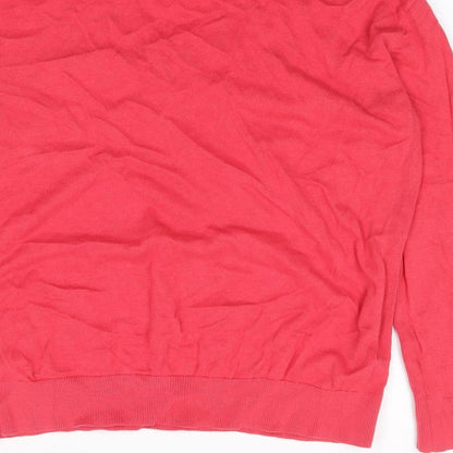 Mrks and Spencer Womens Red V-Neck  Cotton Pullover Jumper Size M