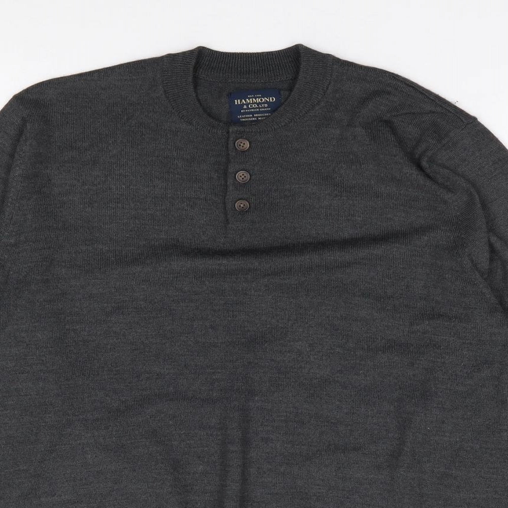 Hammond & Co Mens Green Crew Neck  Wool Pullover Jumper Size M